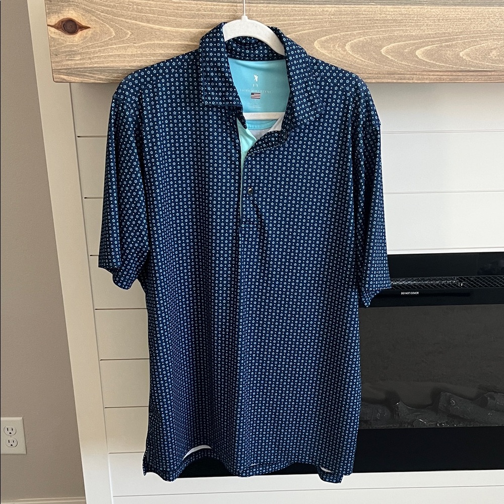 Fairway & Greene Navy Patterned Polo Shirt